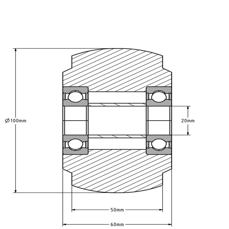 Polyamidrad 100 mm - Kugellager 20 mm - 600 kg