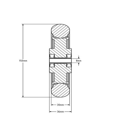 Luftbereiftes Rad 150 mm - Linienprofil - 50 kg