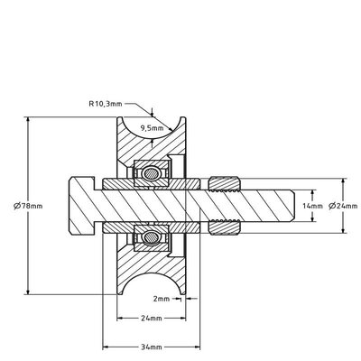 Rillenrad 80 mm mit U Rille - 200 kg