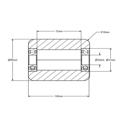 Nylon Palettenrolle 85x100 mm - Edelstahl Kugellager - 1100 kg