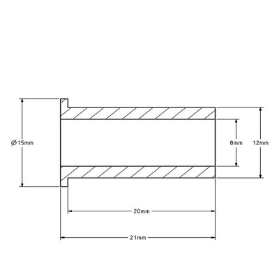 Wellenhülse (T) - 12x8x21 mm | Stahl verzinkt