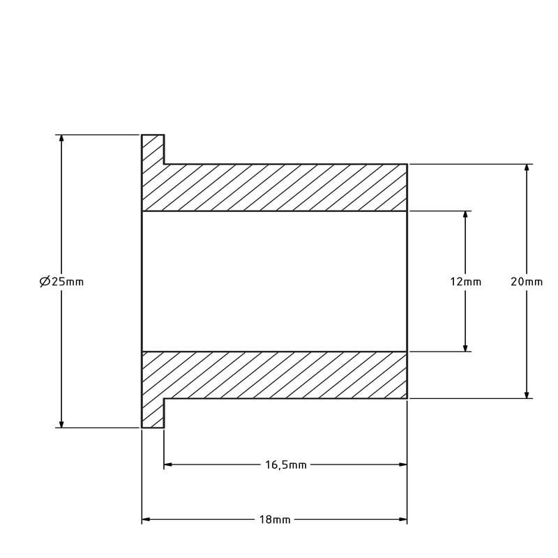 Wellenhülse (T) - 20x12x18 mm | Stahl verzinkt