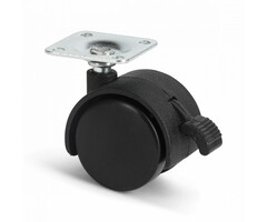 Schwarze Möbelrolle mit Bremse 40 mm - Platte - 25 kg