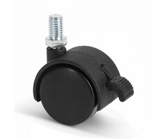 Schwarze Möbelrolle mit Bremse 40 mm - M8 - 25 kg