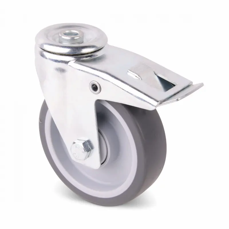 Gummilenkrollen mit Bremse 100 mm - Kugellager - 100 kg