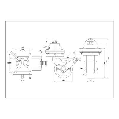 ISO Container Lenkrolle mit Bremse 150 mm - 3000 kg