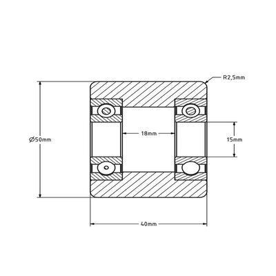 Polyamid Hubwagenrolle 50x40 mm - Edelstahl-Kugellager - 200 kg