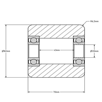 Edelstahl-Nylon-Palettenroller 82x70 mm - Kugellager - 700 kg