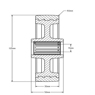 Edelstahl Rad 125 mm - PU - Rollenlager - 200 kg