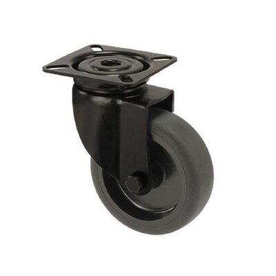 Schwarze Lenkrolle 100 mm - Platte - 80 kg