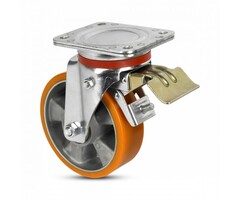Polyurethan Schwerlast-Lenkrolle mit Bremse 200 mm - 800 kg