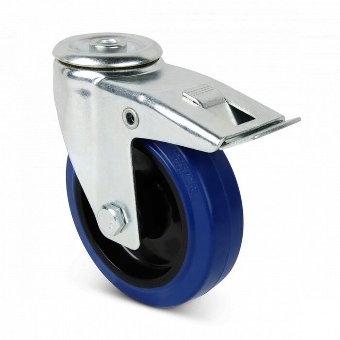 Blue Wheel Lenkrolle mit Bremse 125 mm - Rollenlager - 220 kg