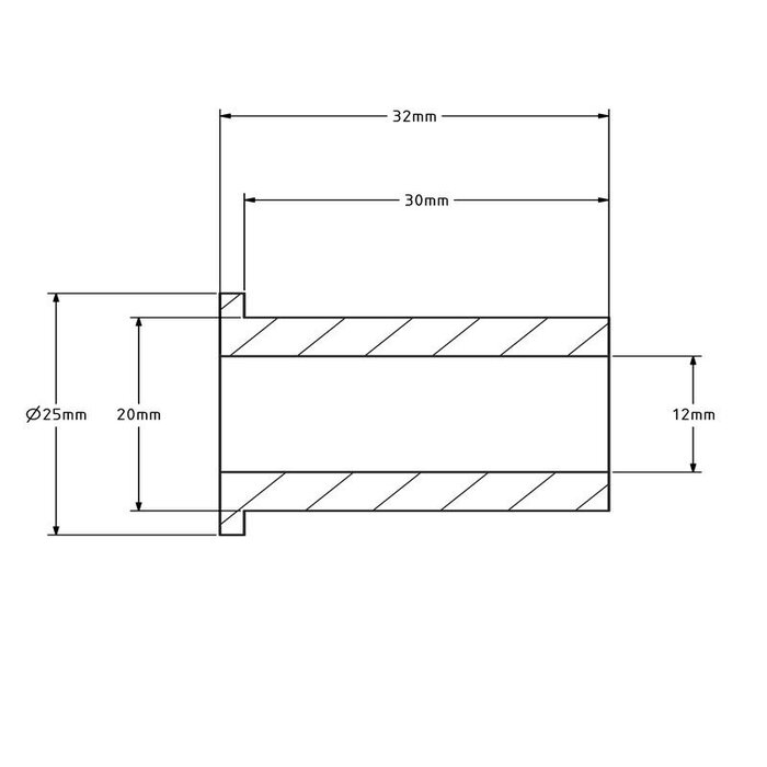 Achsbuchse (T) - 20x12x32 mm | Stahl verzinkt