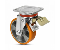 Polyurethan Schwerlast-Lenkrolle mit Bremse 160 mm - 800 kg