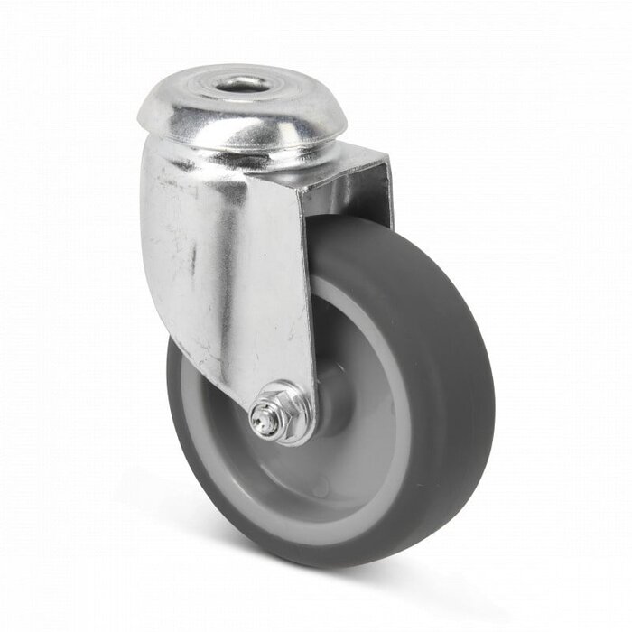 Gummilenkrolle 75 mm - Bolzenloch - 75 kg