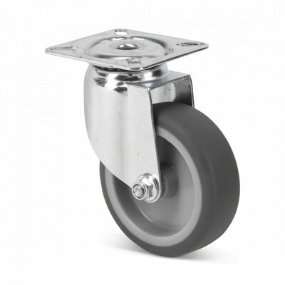 Gummilenkrolle 75 mm - Platte - 75 kg