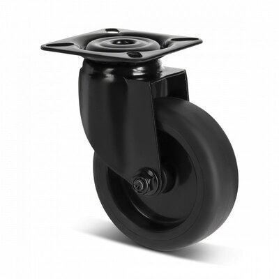Schwarze Lenkrolle 75 mm - Gleitlager - Platte - 75 kg