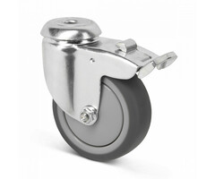 TPR-Gummi Lenkrolle mit Bremse 75 mm - Kugellager - 75 kg