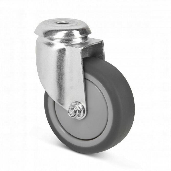 Gummilenkrolle 75 mm - Kugellager - Bolzenloch - 75 kg