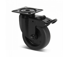 Schwarze Lenkrolle mit Bremse 75 mm - 75 kg