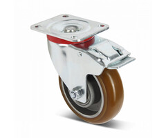 Bombierte PU Lenkrolle mit Bremse 100 mm - 270 kg