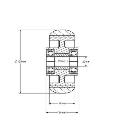 PU Rad 125 mm ballig - Bohrung 20 mm - 310 kg