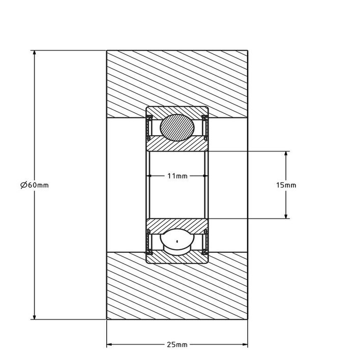 Führungsrolle 60 mm - Polyurethan - 70 kg
