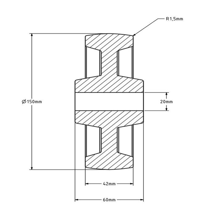 Hitzebeständiges Rad 150 mm - 250 Grad - 250 kg