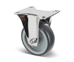 Bockrolle aus Edelstahl 100 mm Gummi - 100 kg