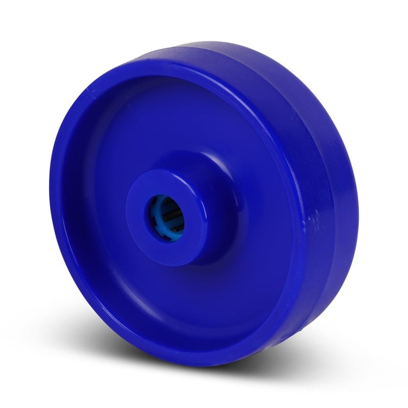 Rad aus rostfreiem Stahl 125 mm - Blaues Polyamid - Rollenlager - 300 kg