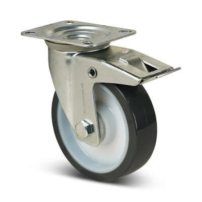 PU Lenkrolle mit Bremse 100 mm - Kugellager - 150 kg