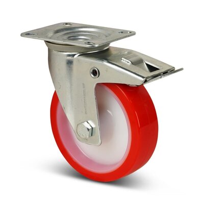 PU Lenkrollen mit Bremse 200 mm - Rollenlager - 400 kg
