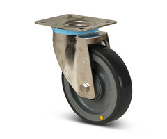 ESD-Polyurethan-Lenkrolle 125 mm - Edelstahl - 200 kg