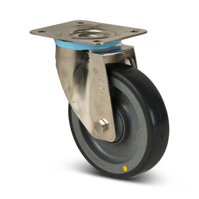 ESD-Polyurethan-Lenkrolle 125 mm - Edelstahl - 200 kg