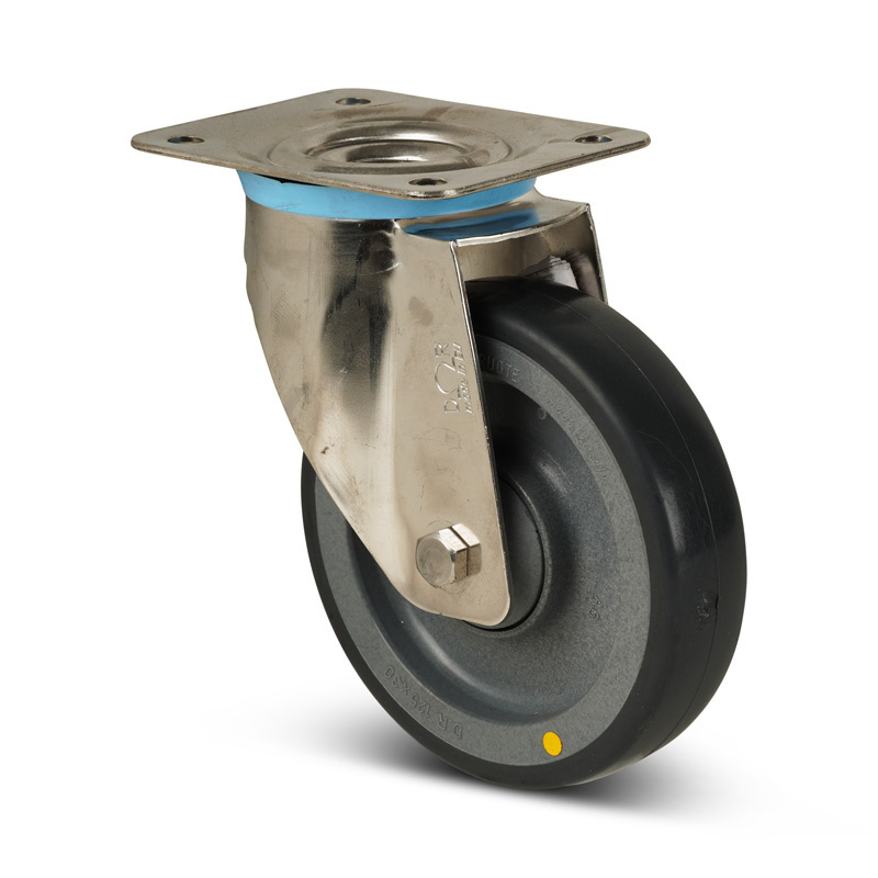 ESD-Polyurethan-Lenkrolle 125 mm - Edelstahl - 200 kg