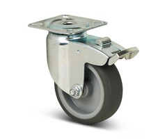 TPR-Gummi Lenkrolle mit Bremse 75 mm - 75 kg