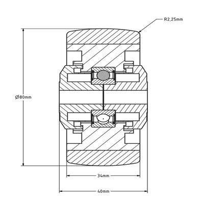 Edelstahlrad polyurethan 80 mm - Kugellager 8 mm - 120 kg