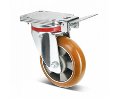 PU Lenkrolle mit Bremse 160 mm konvex - 510 kg