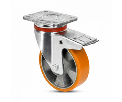 Polyurethan Schwerlast-Lenkrolle mit Bremse 200 mm - 800 kg