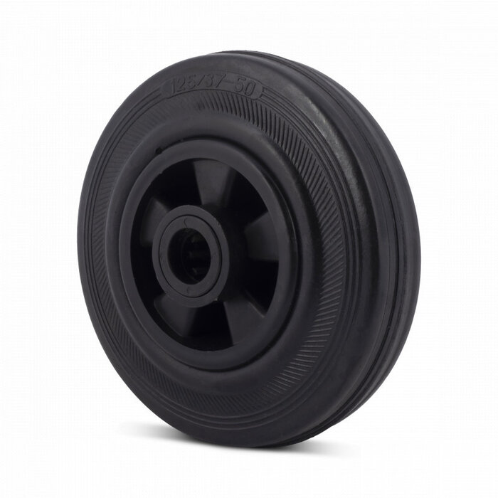 Gummirad 125 mm - Rollenlagerbohrung 15 mm - 100 kg