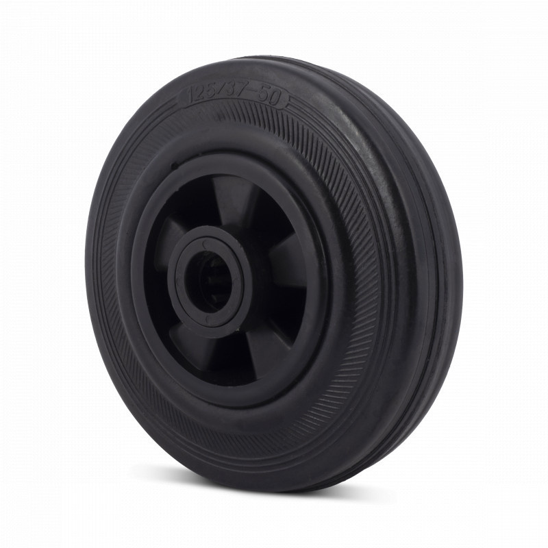 Gummirad 125 mm - Rollenlagerbohrung 15 mm - 100 kg