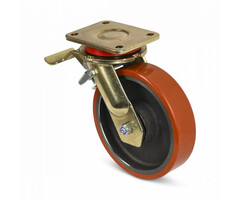 Polyurethan Schwerlast-Lenkrolle mit Bremse 250 mm - 1200 kg