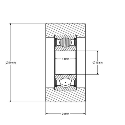Führungsrolle 50 mm - Polyurethan - 60 kg
