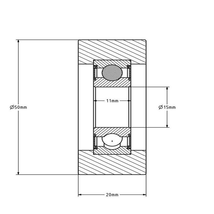 Führungsrolle 50 mm - Polyurethan - 60 kg