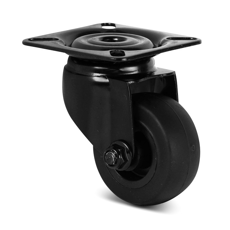 Schwarze Lenkrolle 50 mm - Gleitlager - Platte - 50 kg