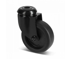 Schwarze Lenkrolle 75 mm - Rückenloch - 75 kg