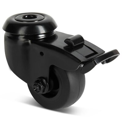 Schwarze Lenkrolle mit Bremse 50 mm - Rückenloch - 50 kg