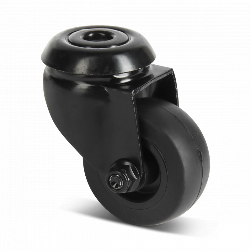 Schwarze Lenkrolle 50 mm - Rückenloch - 50 kg