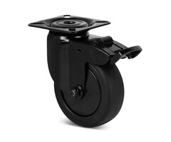 Schwarze Lenkrolle mit Bremse 75 mm - Kugellager - 75 kg