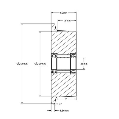 Spurkranzrad Stahl 200 mm - 2500 kg